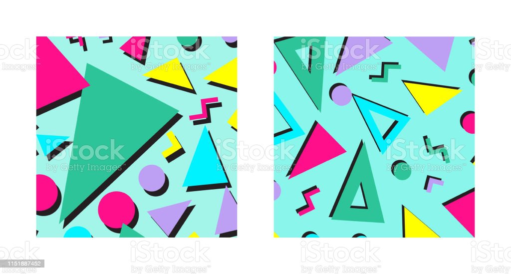 Set Of Retro Vintage 80s Or 90s Fashion Style Abstract Pattern