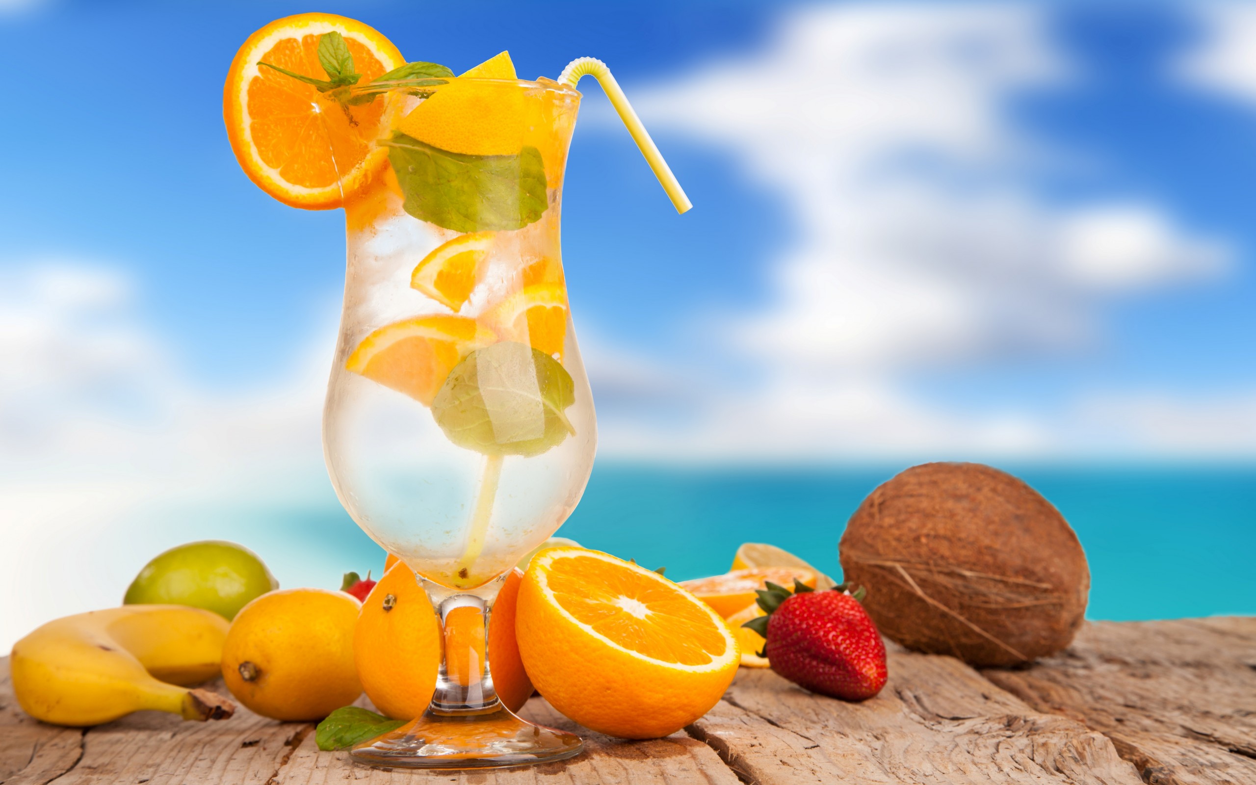 Refreshing Summer Drink with Tropical Fruits