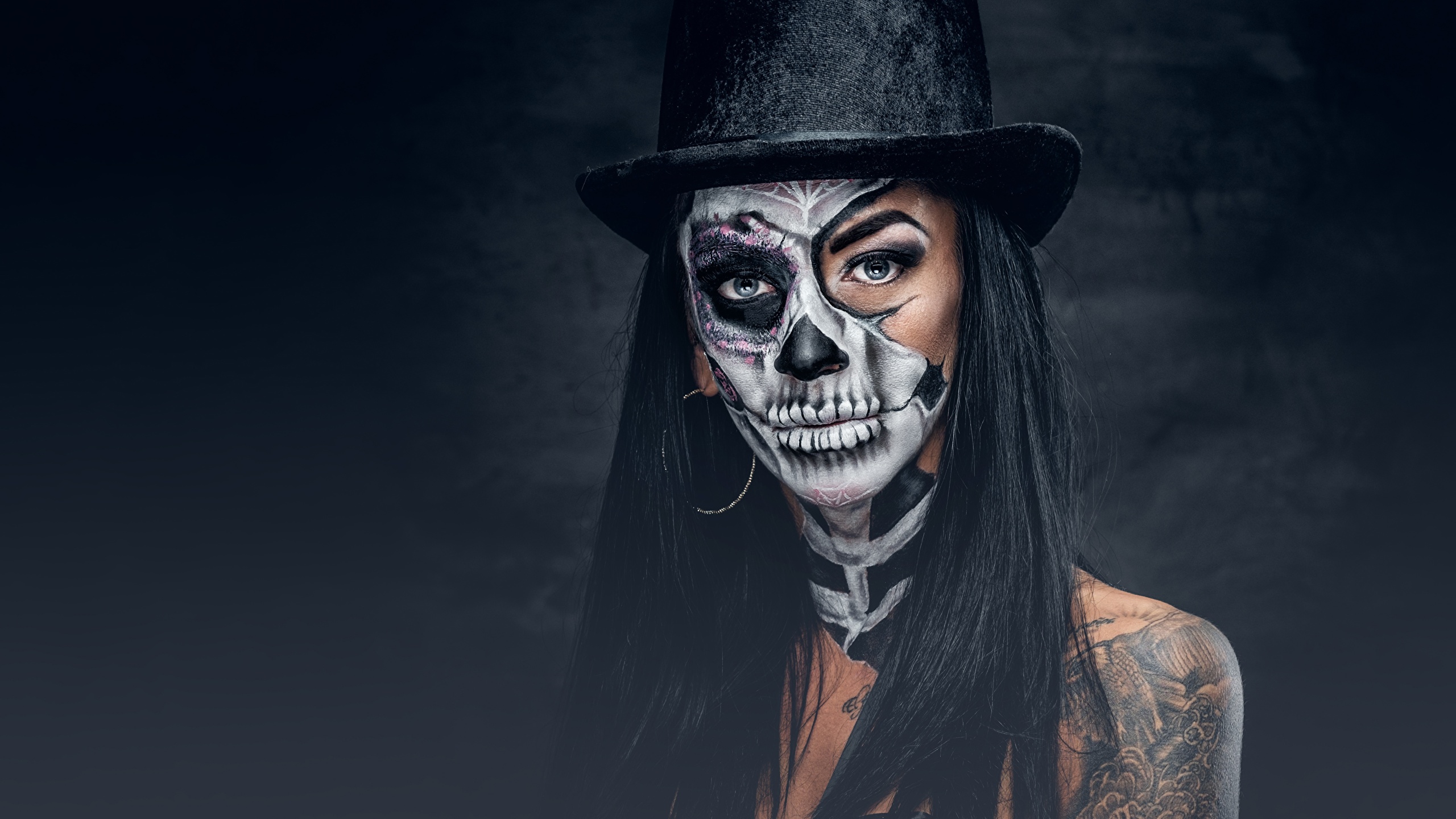 Image Brute Girl Makeup Day Of The Dead Hat Girls