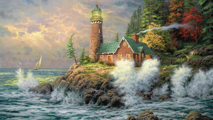 Sea Lighthouses Artwork Wallpaper High Resolution
