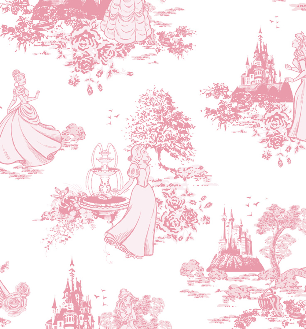 Pink Disney Princess Toile Wallpaper 52cm X 10m From Graham Brown