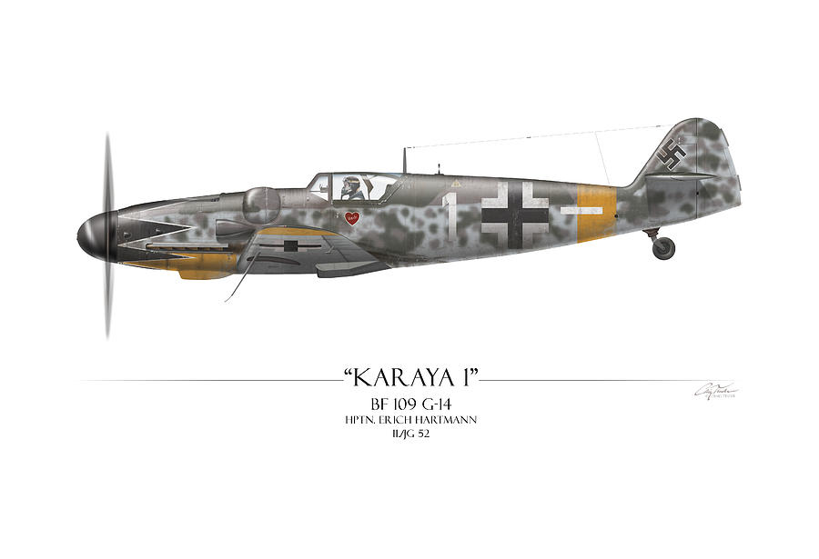 Erich Hartmann Messerschmitt Bf White Background Painting
