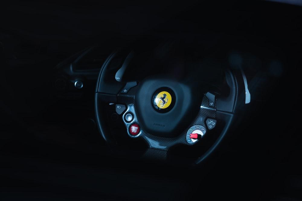 Black Ferrari Steering Wheel Photo Image