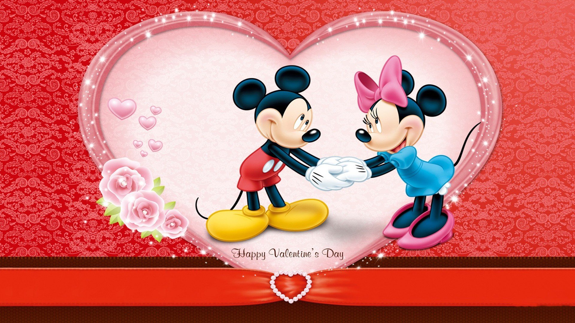 cute mickey wishes happy valentines day wallpaper Wallpaper with