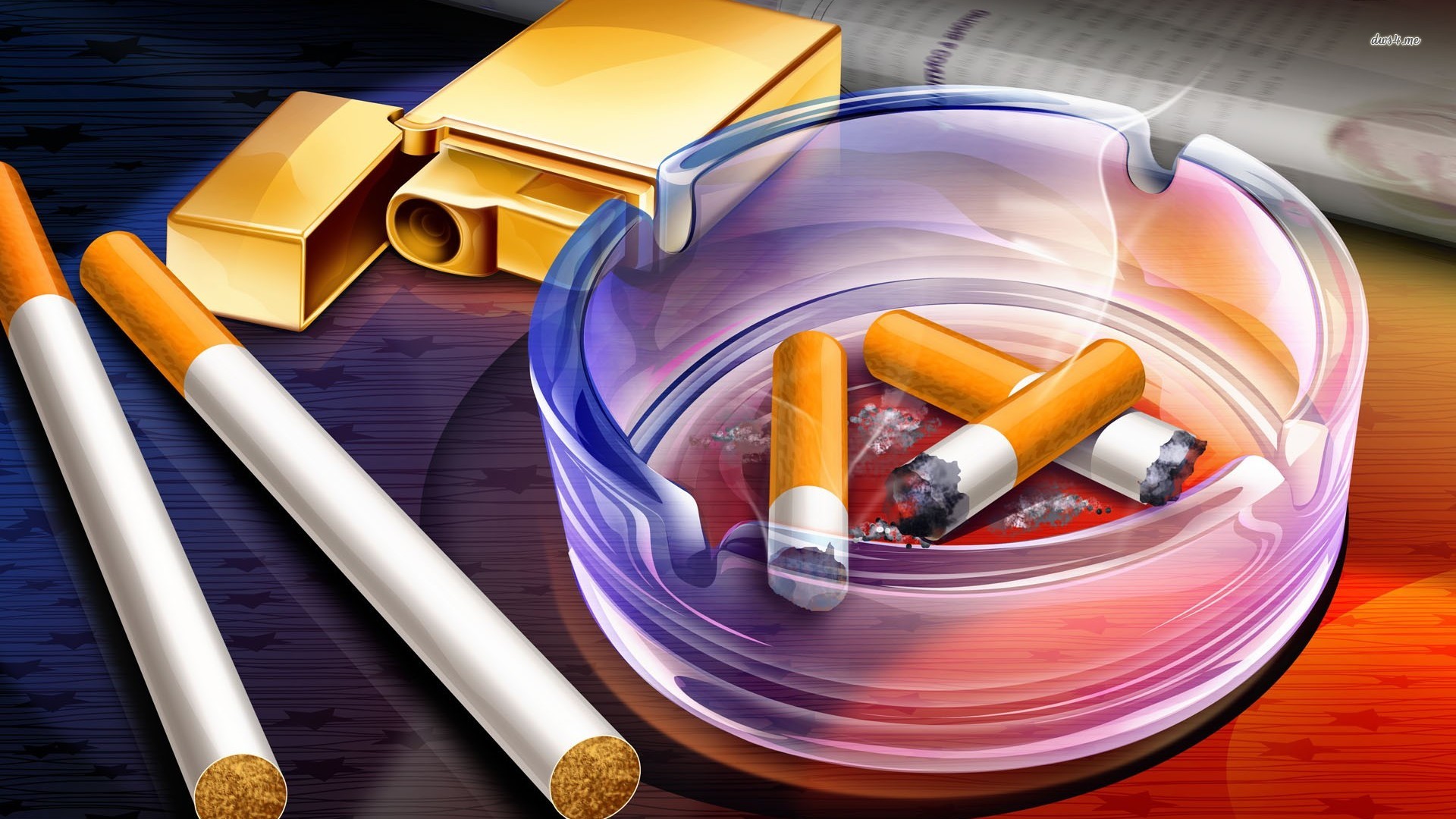 Ashtray Cigarettes And Lighter Wallpaper Digital Art