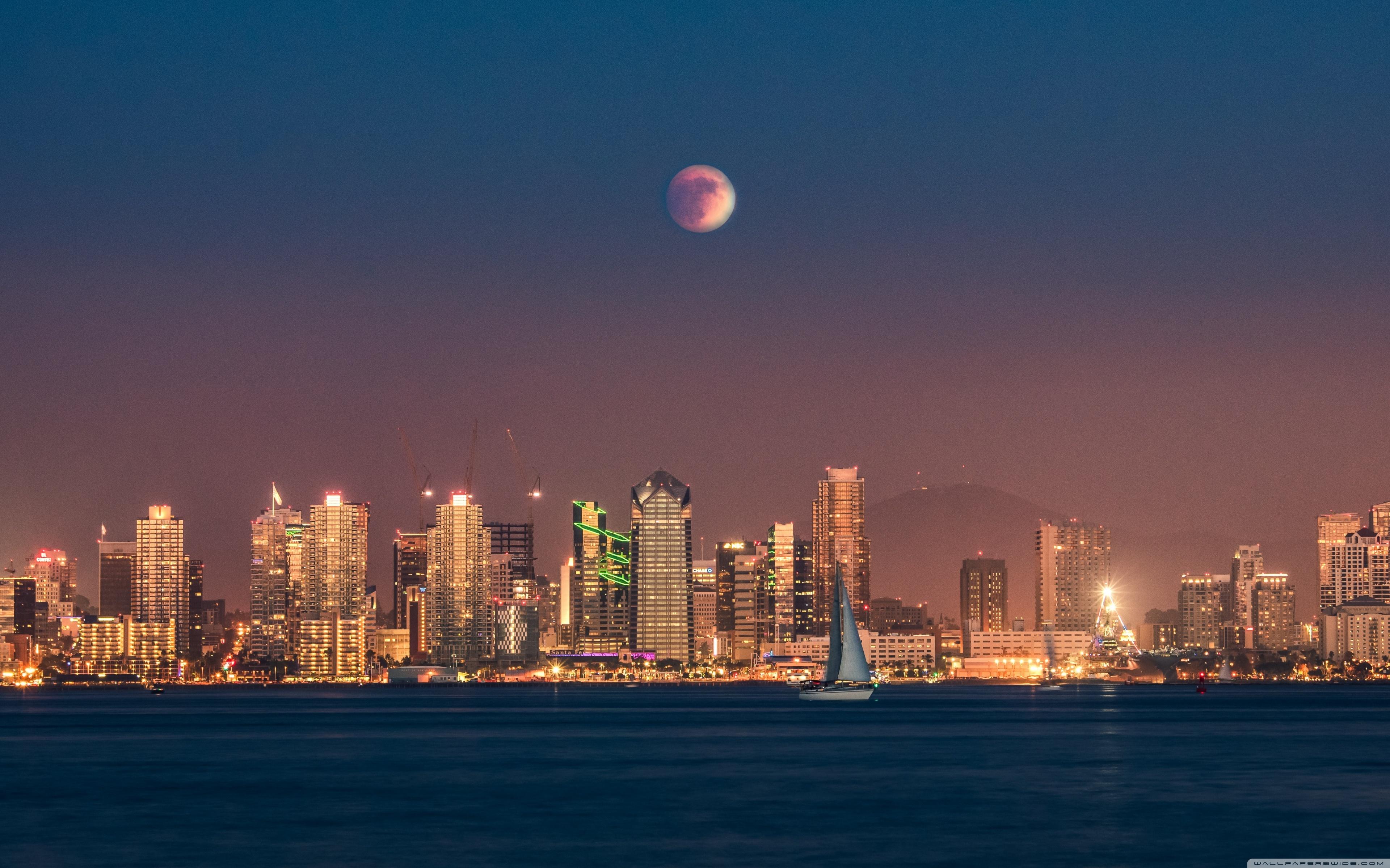 Supermoon Eclipse Over San Diego 4k HD Desktop