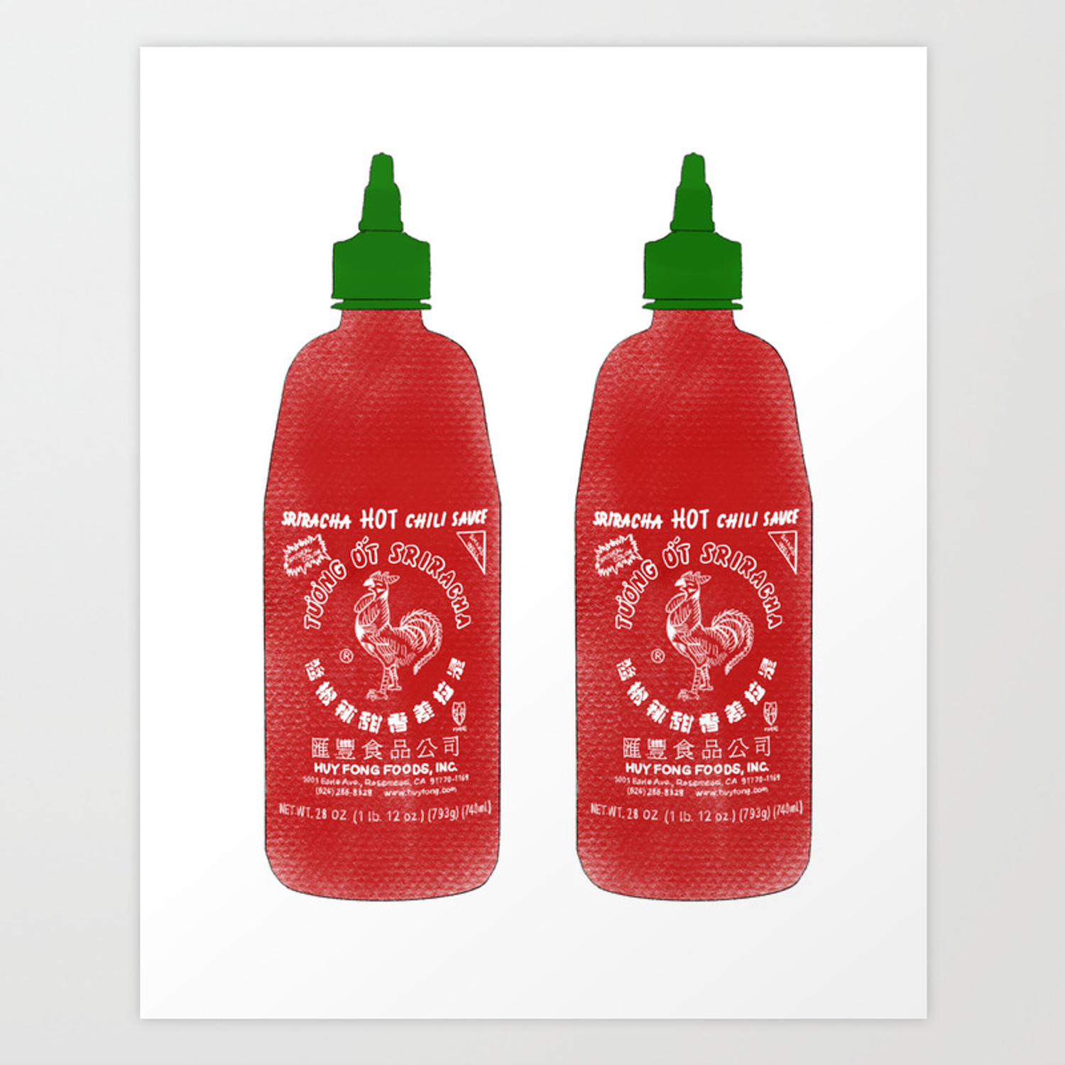 Sriracha Bottle White Background Art Print By Maddisonegreen