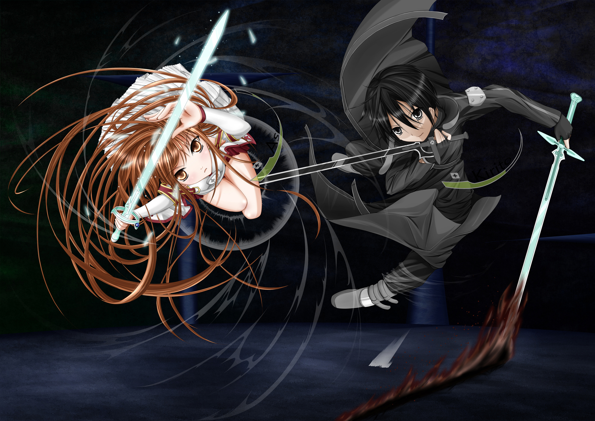 Sword Art Online Yuuki Asuna Kirito Guys Swords Anime Girls Wallpaper
