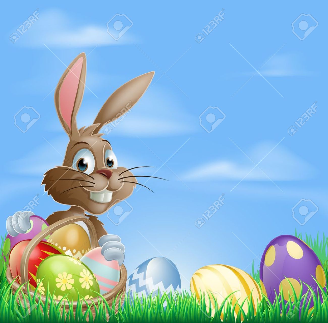 Easter Background With Copyspace In The Sky Featuring A Cute