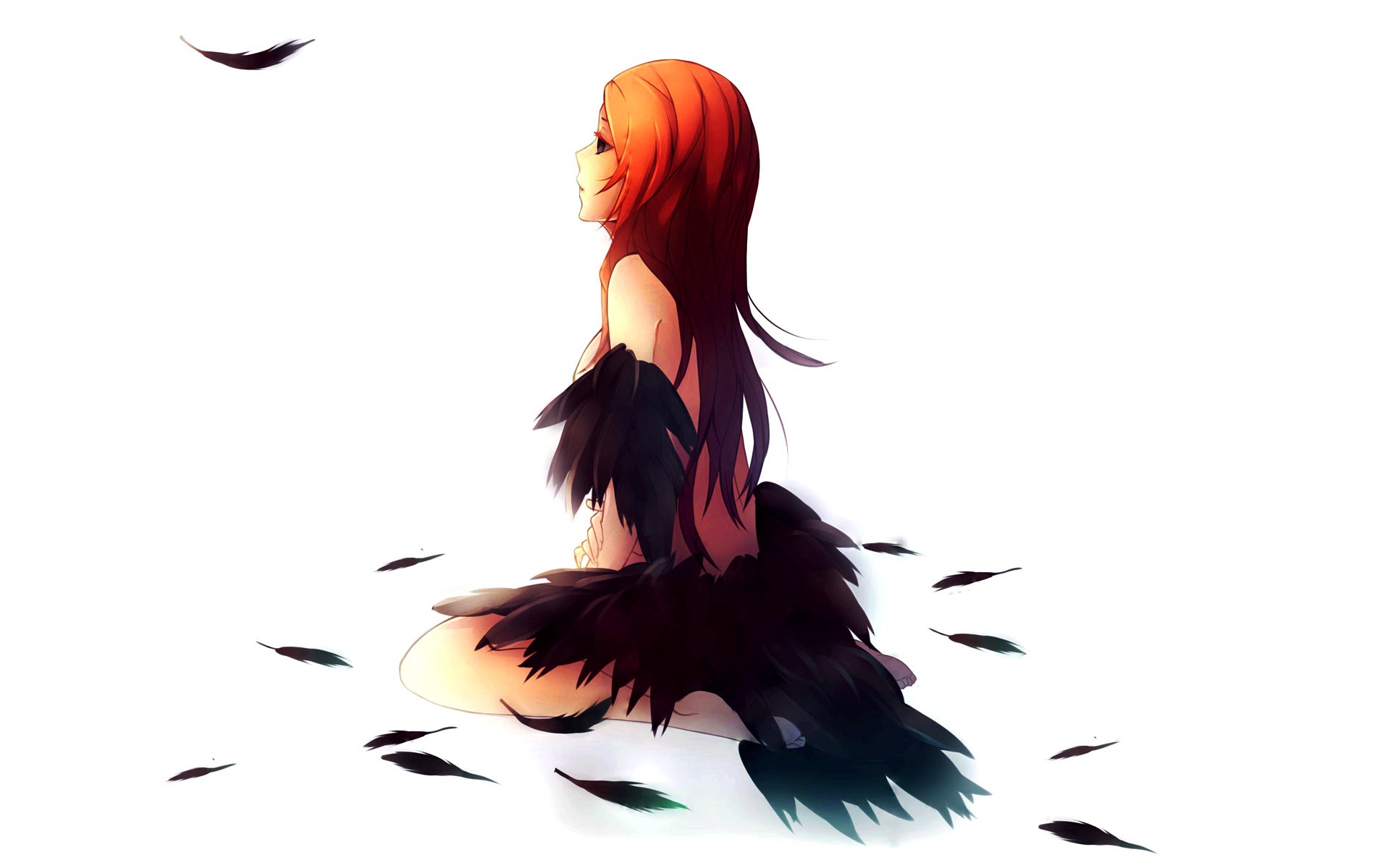 Women Bleach Redheads Inoue Orihime Feathers Anime Simple