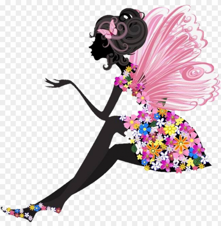 Mujer Flores Mariposa Hermosa Toedit Png Image With