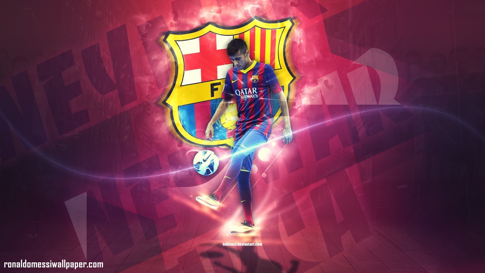 A dynamic action shot of a Barcelona player skillfully juggling a soccer ball against a backdrop of the iconic FC Barcelona crest