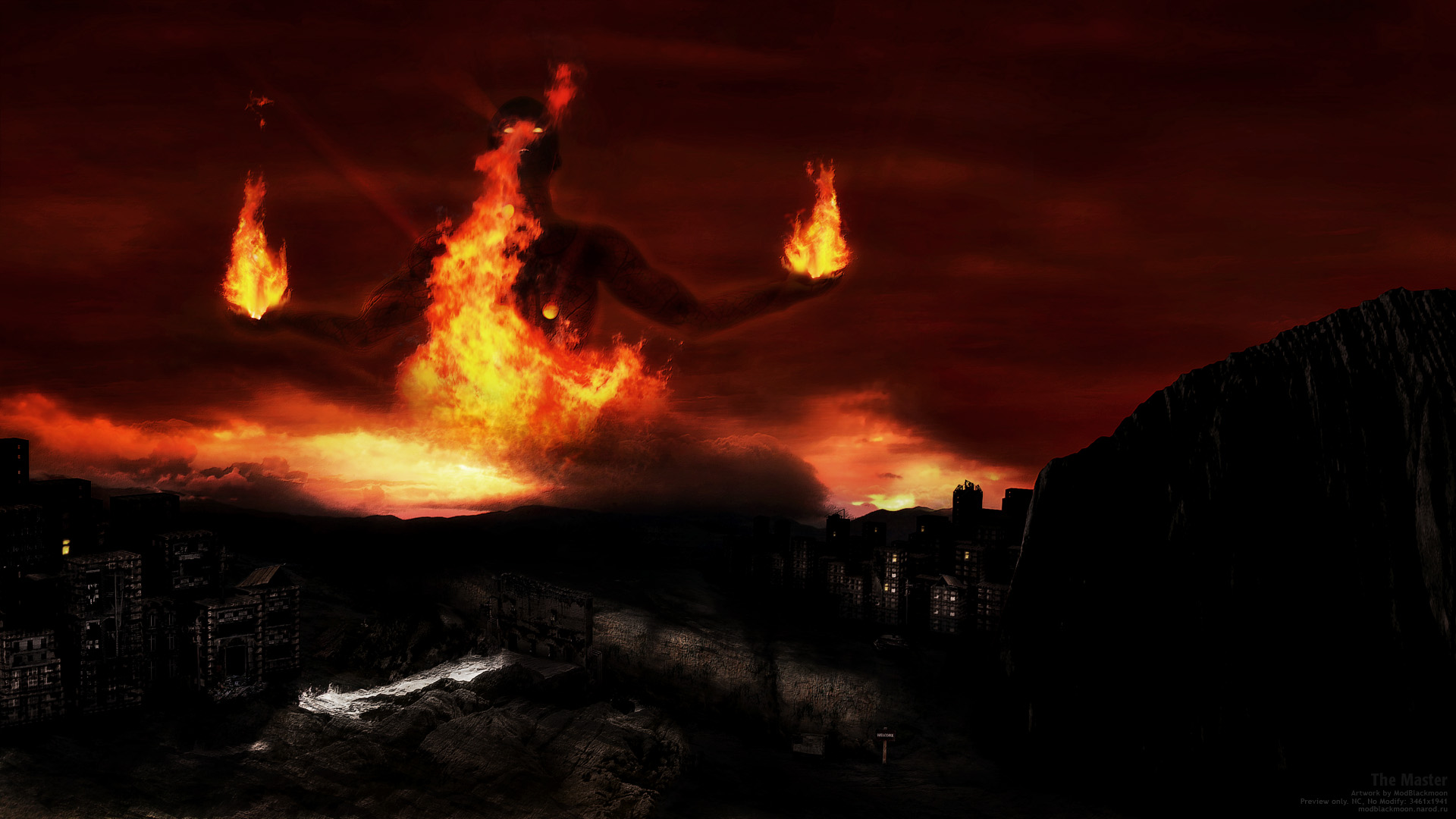Dark Horror Occult Fantasy Demon Evil Fire Wallpaper HD
