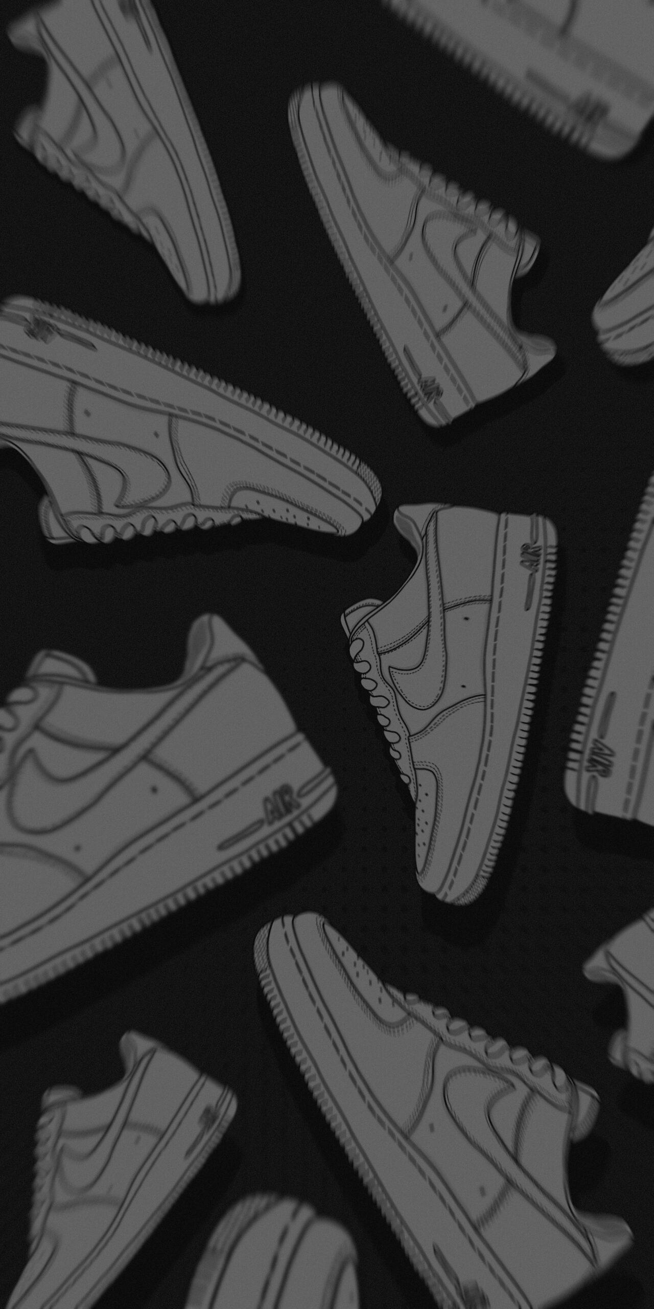 Nike Air Force Shoes White Black Wallpaper