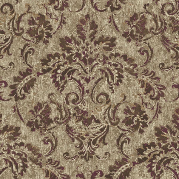 Burgundy and Brown Antique Damask Wallpaper   Wall Sticker Outlet 600x600