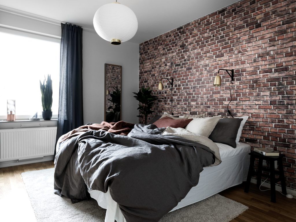 Apartment Presented By Moodhouse Interi R Bedroom Brick Wall