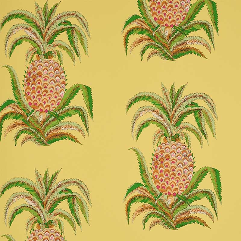 Schumacher Pineapples Yellow Wallpaper 40 Off Samples