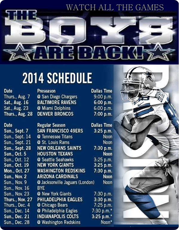 Cowboys Schedule Dallas