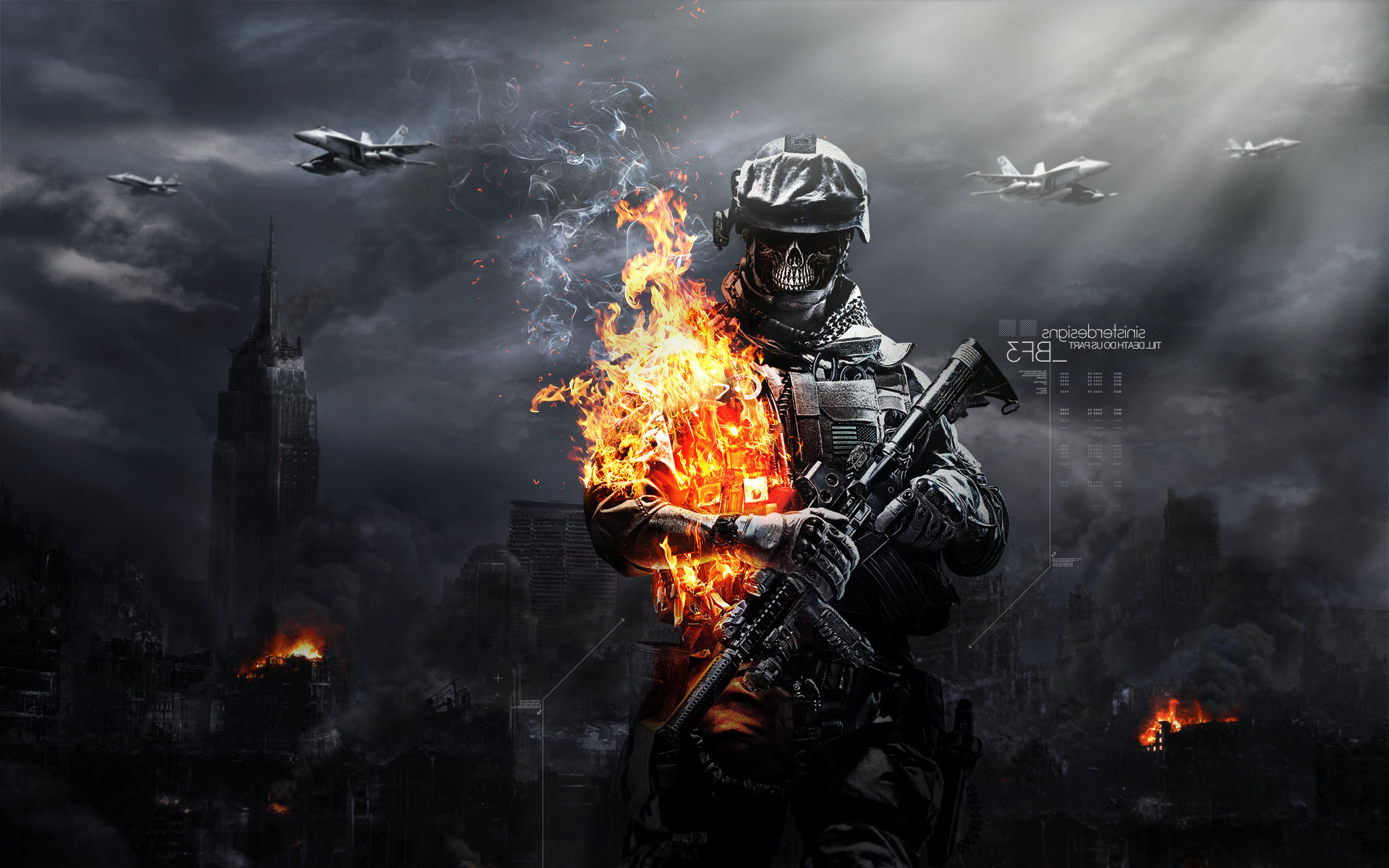 Video Games Battlefield Fire Skyscraper Jet Airplane Aircraft Wallpaper