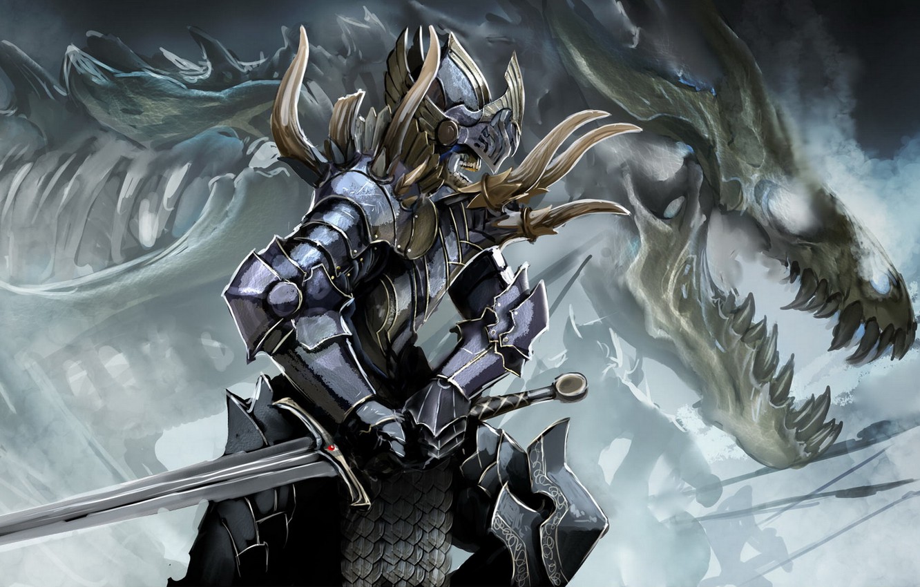 Wallpaper Dragon Sword Armor Skeleton Image For Desktop