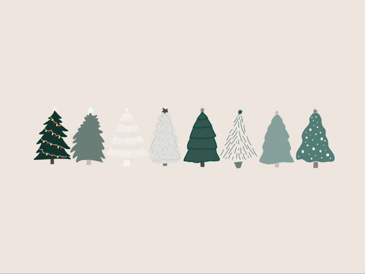 Colorful Christmas Trees With Snow Wallpaper