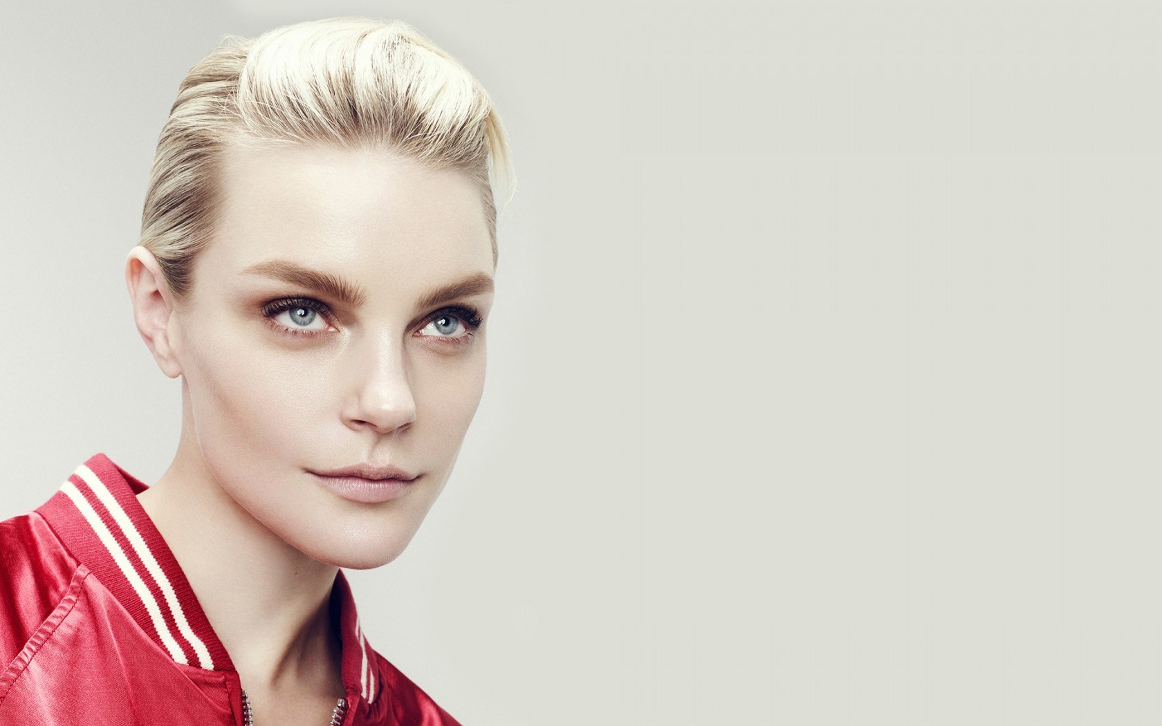 Jessica Stam In Sporty Red Jacket Blonde HD Wallpaper Photo