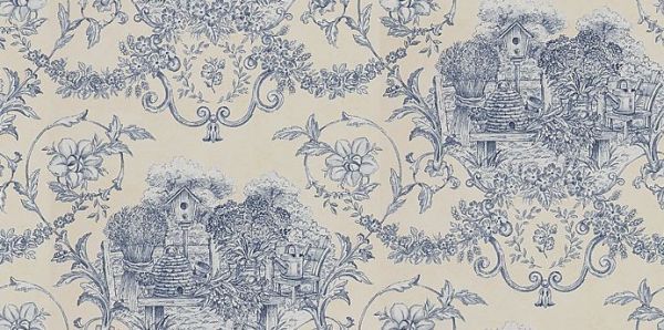 Toile Blue Waverly Fabrics Wallpaper