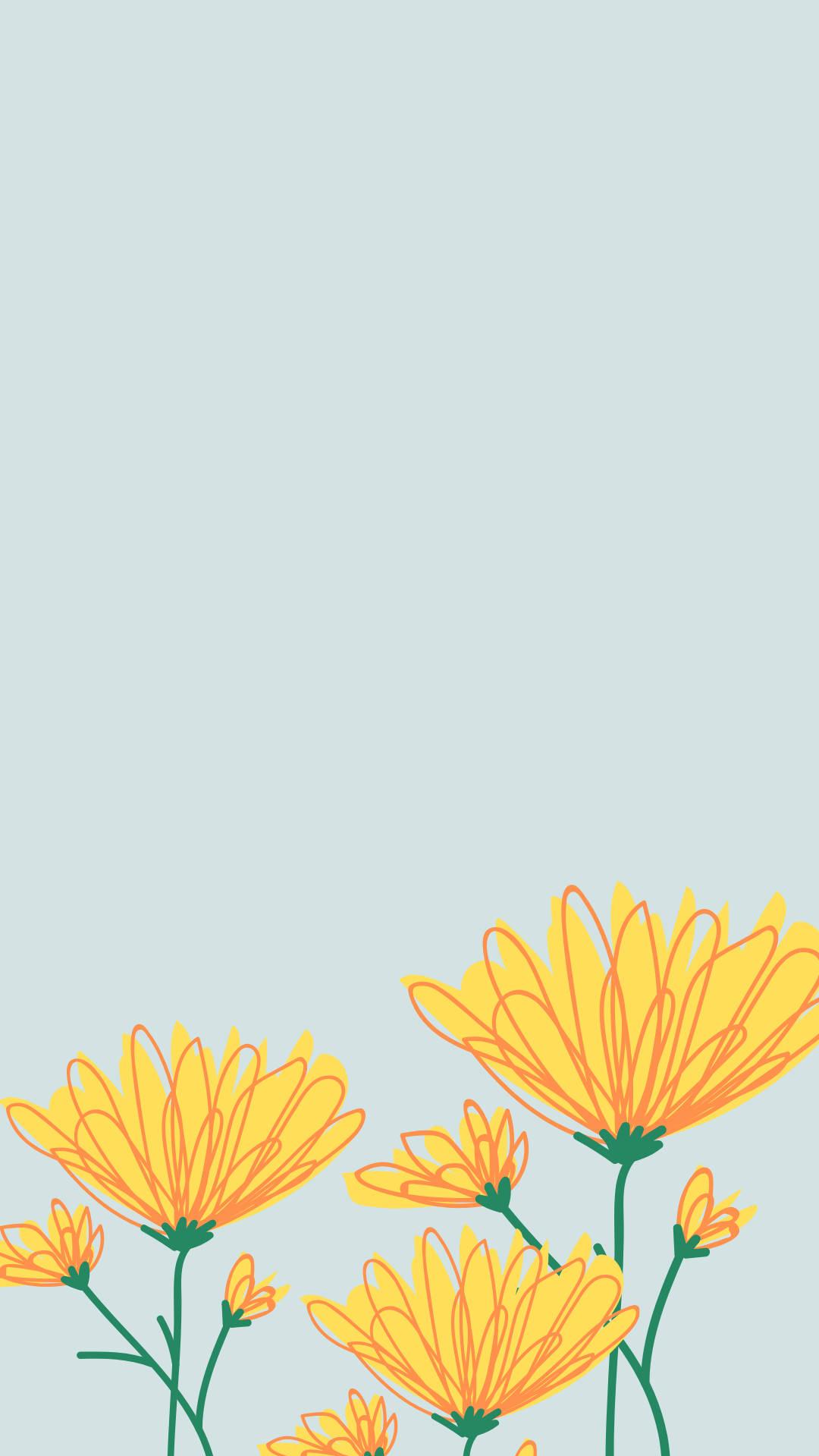 Cute Spring Yellow Flowers Art Wallpaper