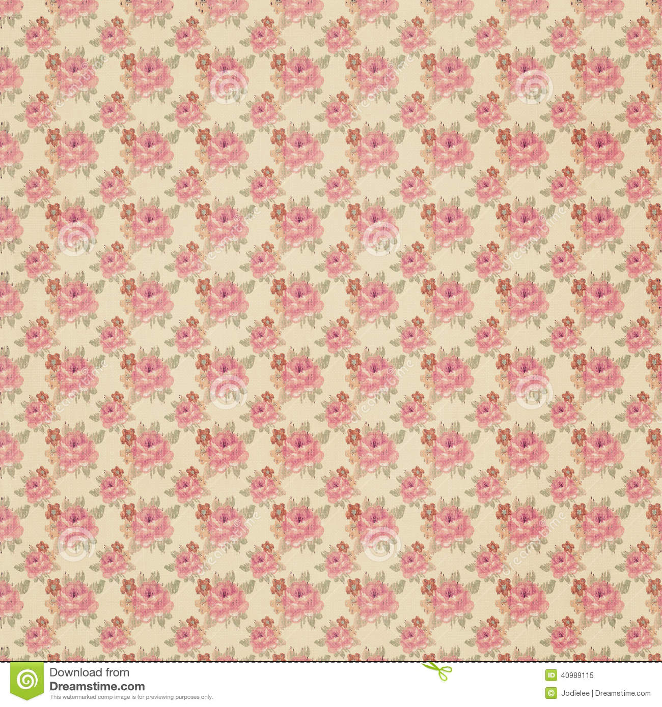 Floral Wallpaper With A Rose Print Design Antique