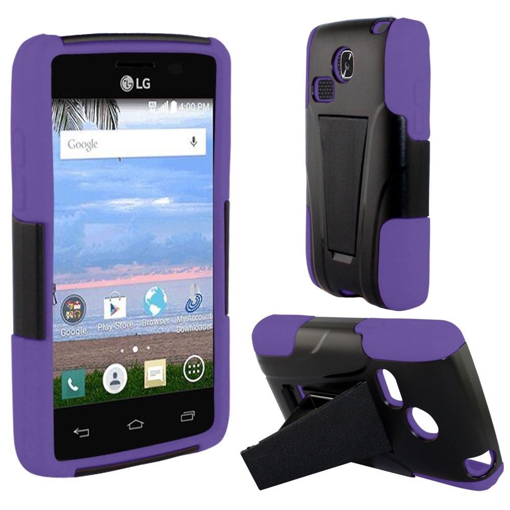 Lg Sunrise L15c Lucky L16c Purple Black Hybrid Stand Dual Hard Gel