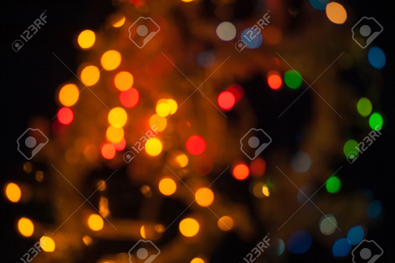 Xmas Wallpaper Of Blurred Spot Lights Cityscape At Night Stock