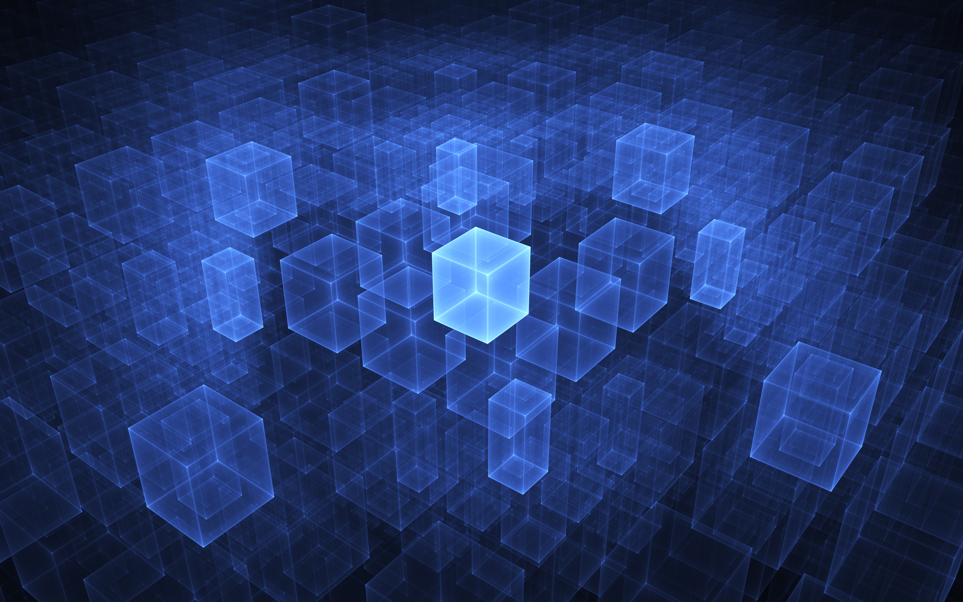 Digital Blue Cubes HD Wallpaper