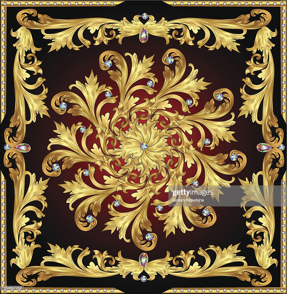 Background With A Rosette Of Gold And Precious Stones Stock Vector