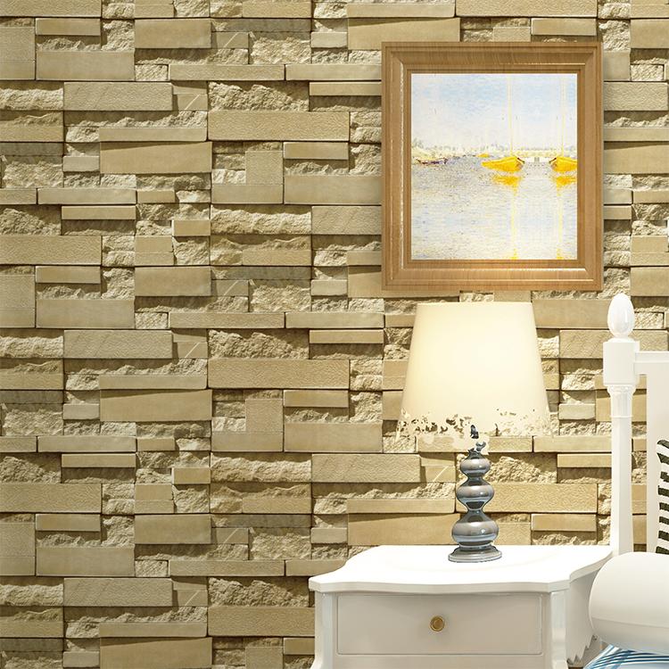 3d Real Look Realistic Sand Yellow Brick Stone Vinyl Wallpaper