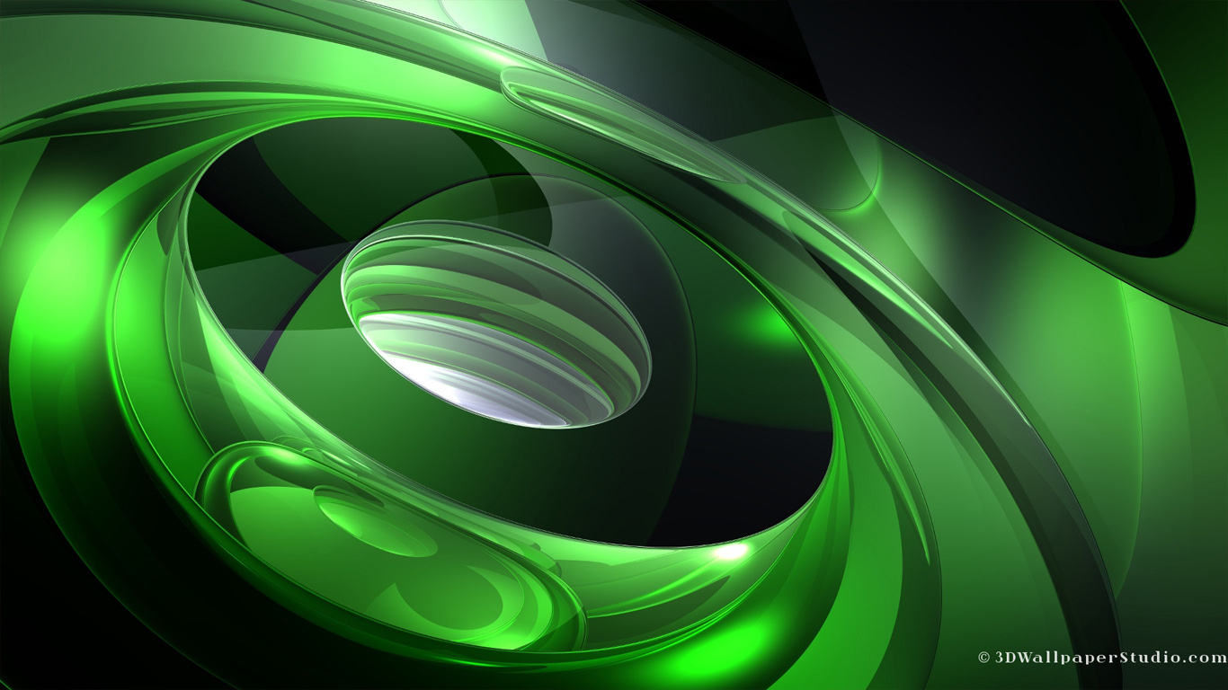 Free download 3d abstract sound of green wallpaper in 1366x768 screen
