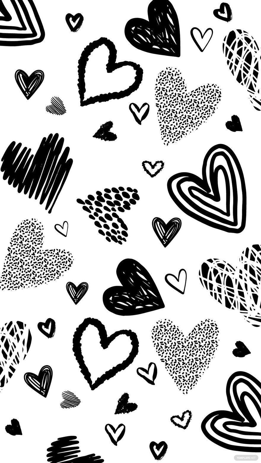 Black And White Heart Phone Background In