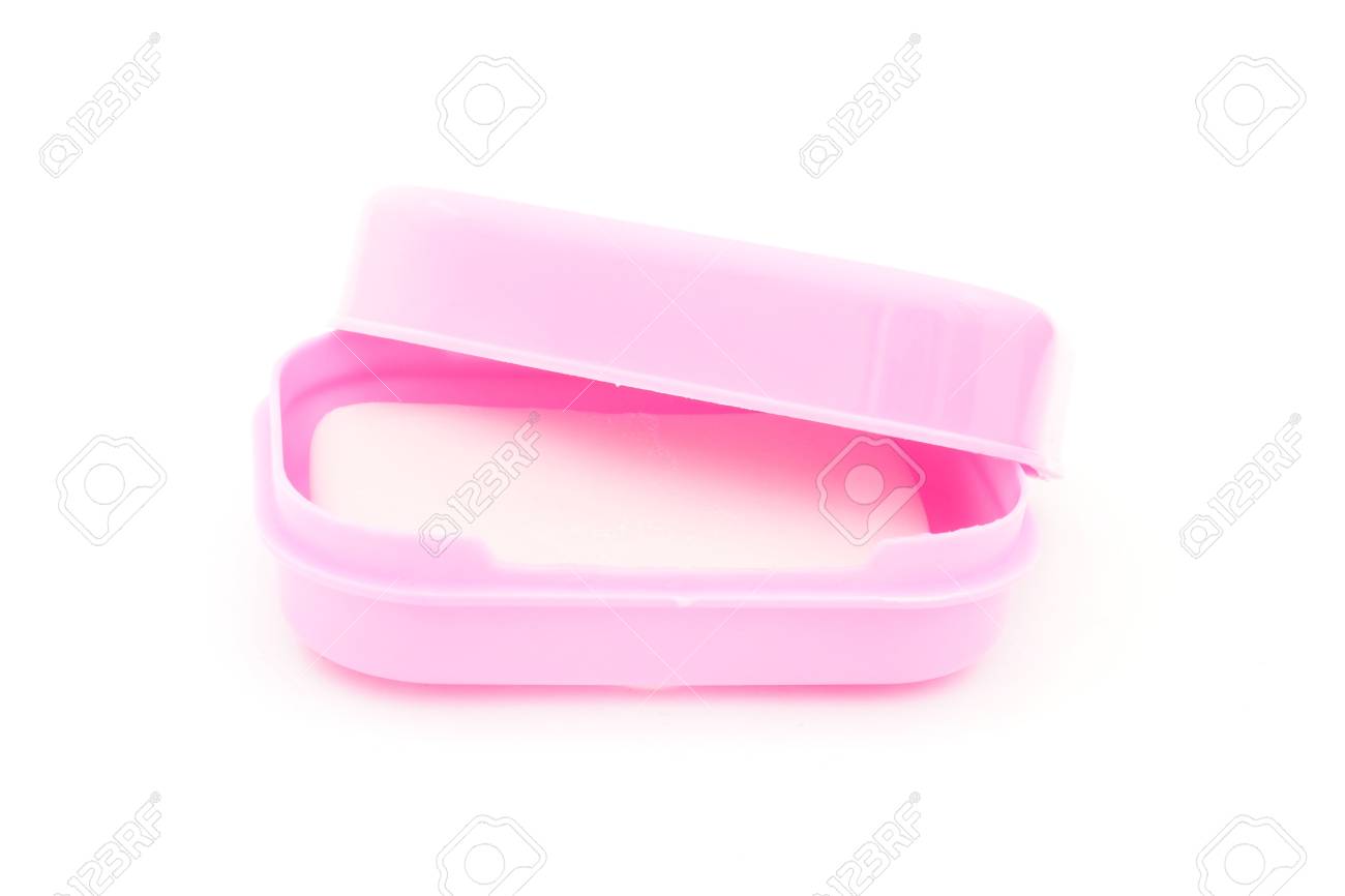 Pink Soap In Soapbox On White Background Stock Photo Picture And