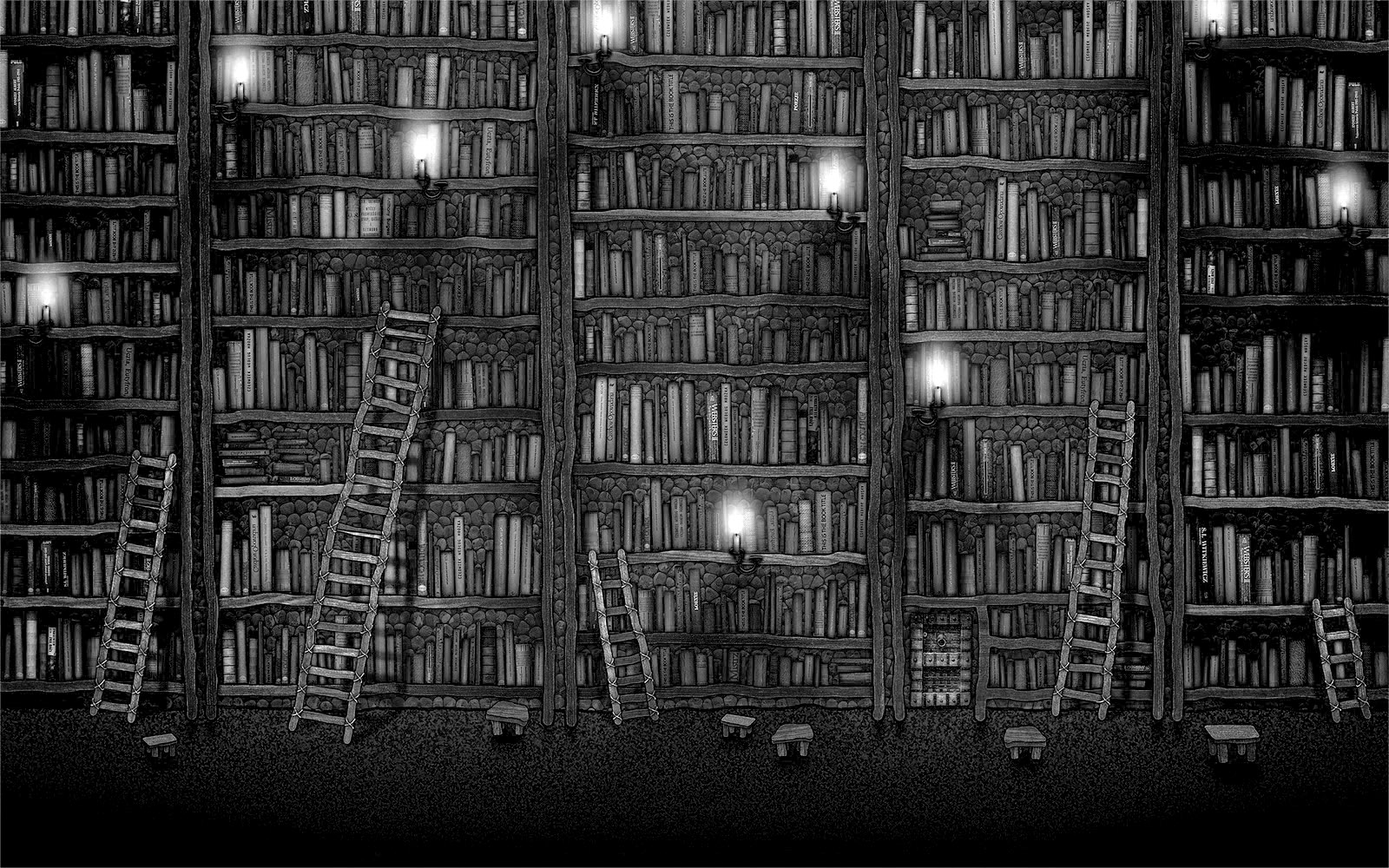 black and white books on shelf