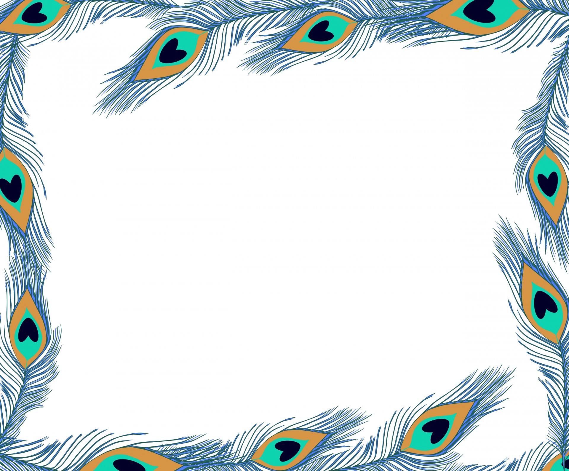 Peacock Feather Border Feathers Frame