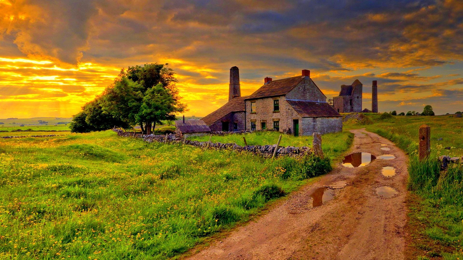 Old Farm After A Storm Hdr Hd Wallpaper