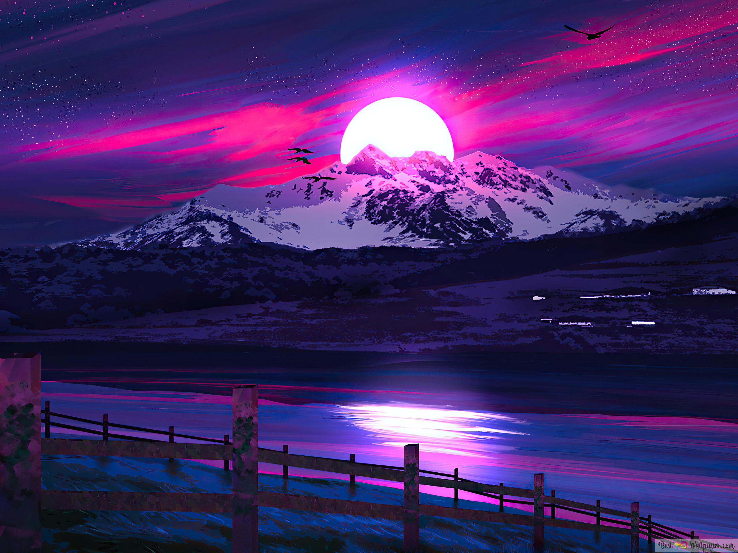 Snowy Mountain Night Wallpaper