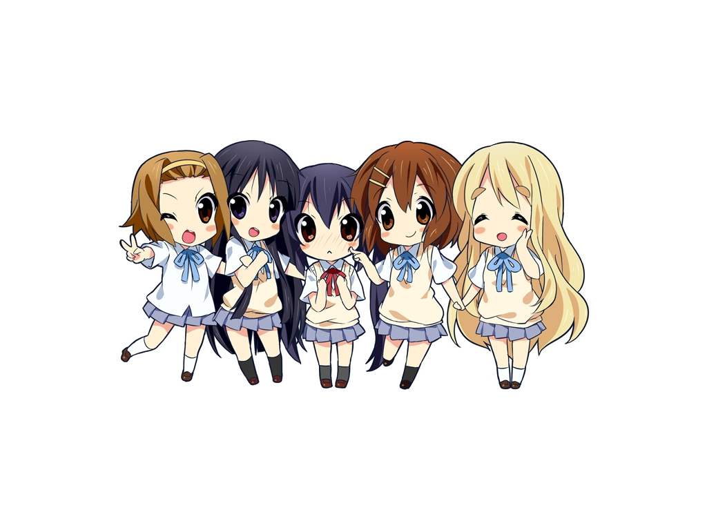 Download the K On anime wallpaper titled Chibi Group 1024x768