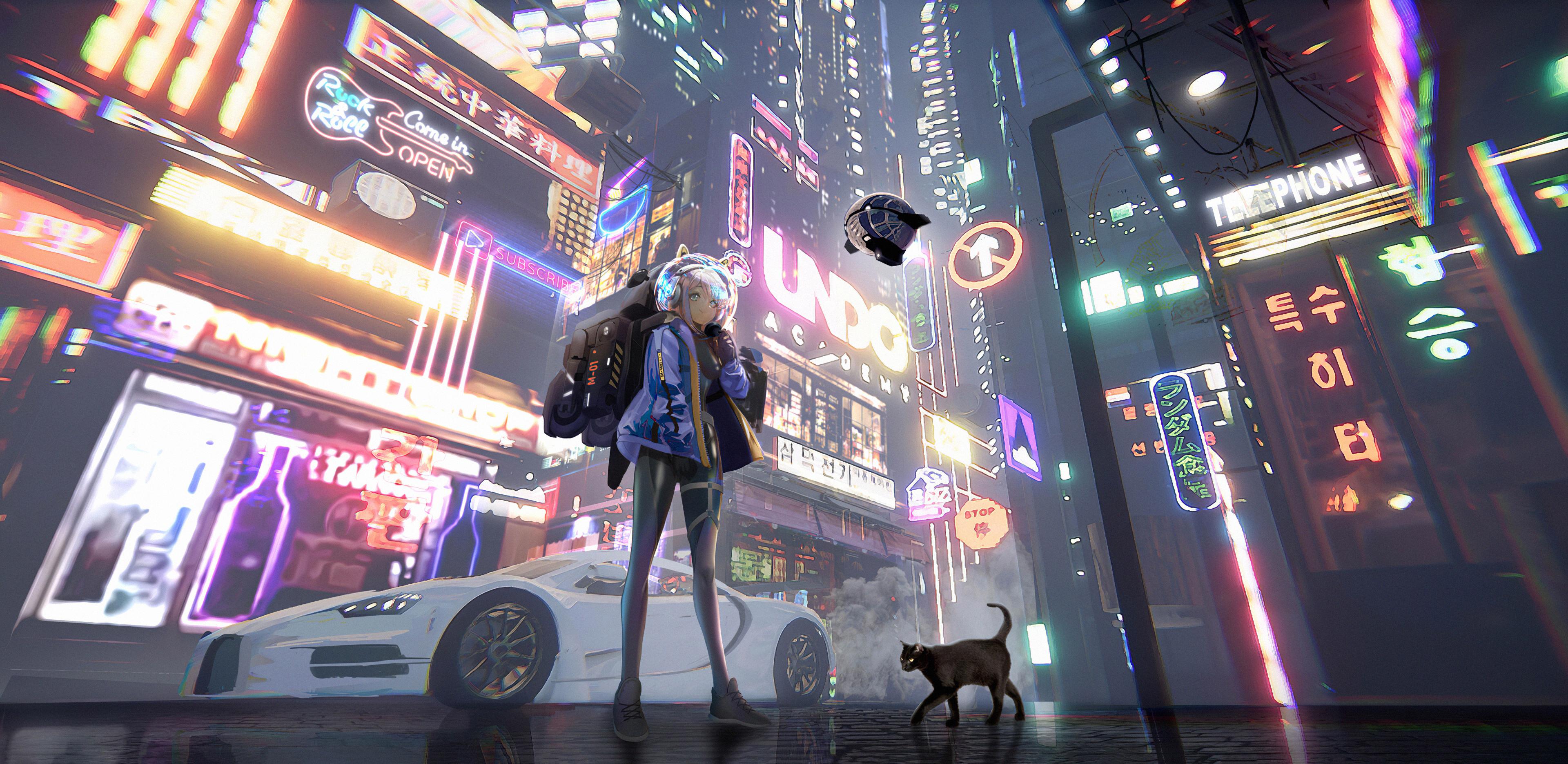 Wallpaper 4k Anime Girl Time In A City