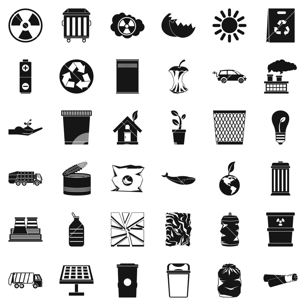 Recycling Icons Set Simple Style Of Vector For