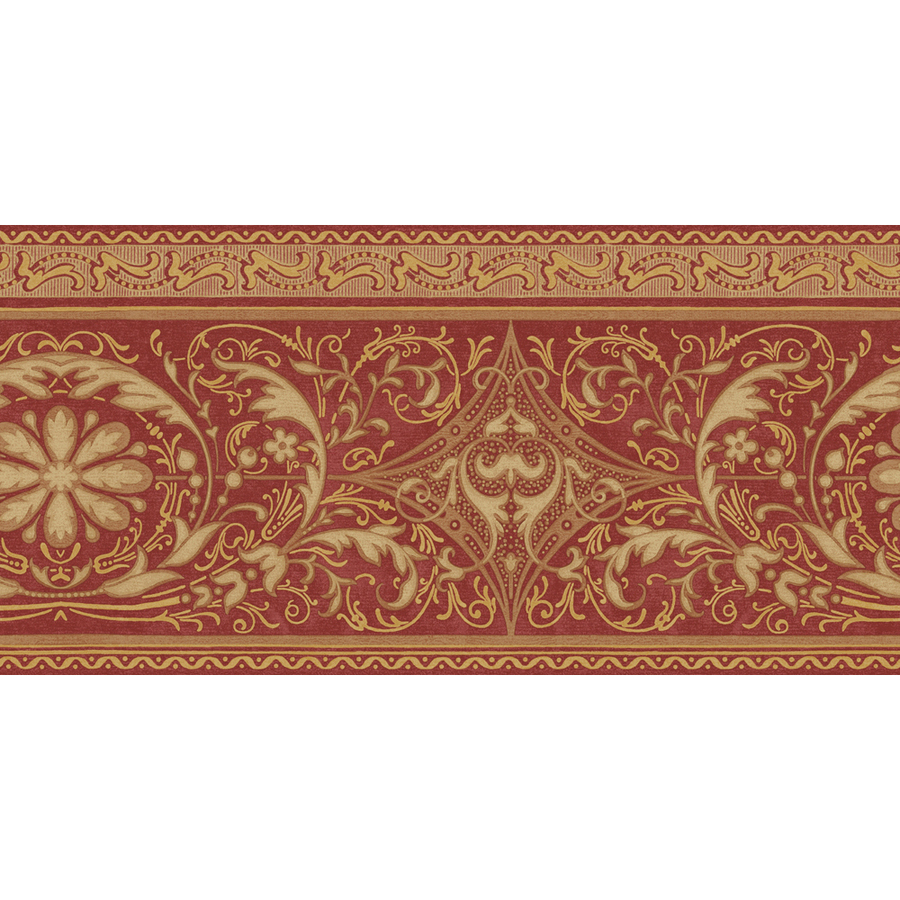 Roth Red And Gold Filigree Scroll Prepasted Wallpaper Border
