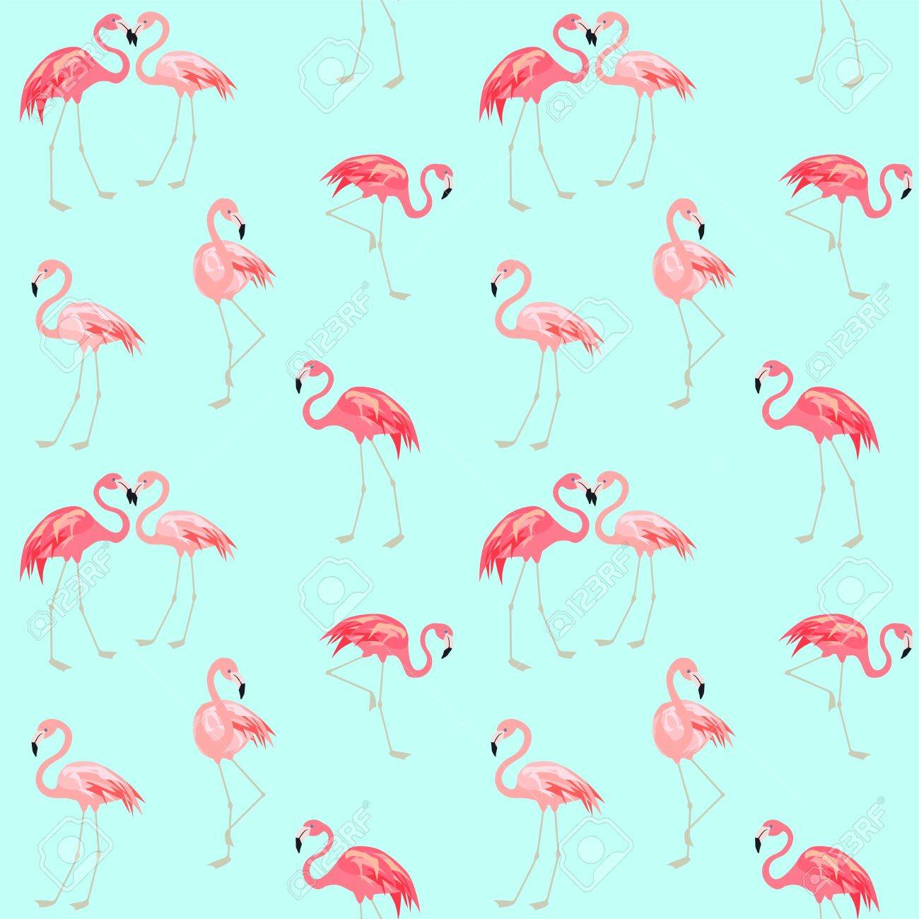 Wallpaper With Cute Pink Flamingo Royalty Cliparts