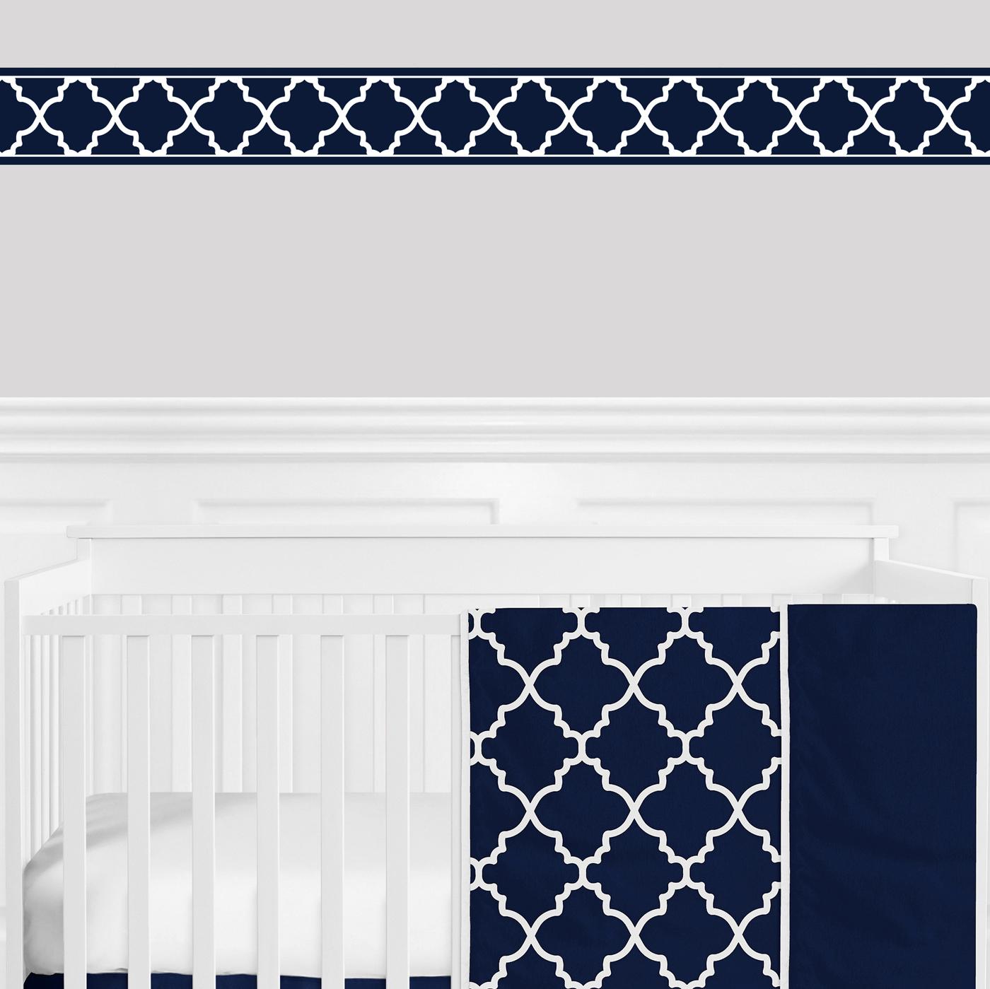 Trellis Navy Blue And White Collection Wallpaper Border