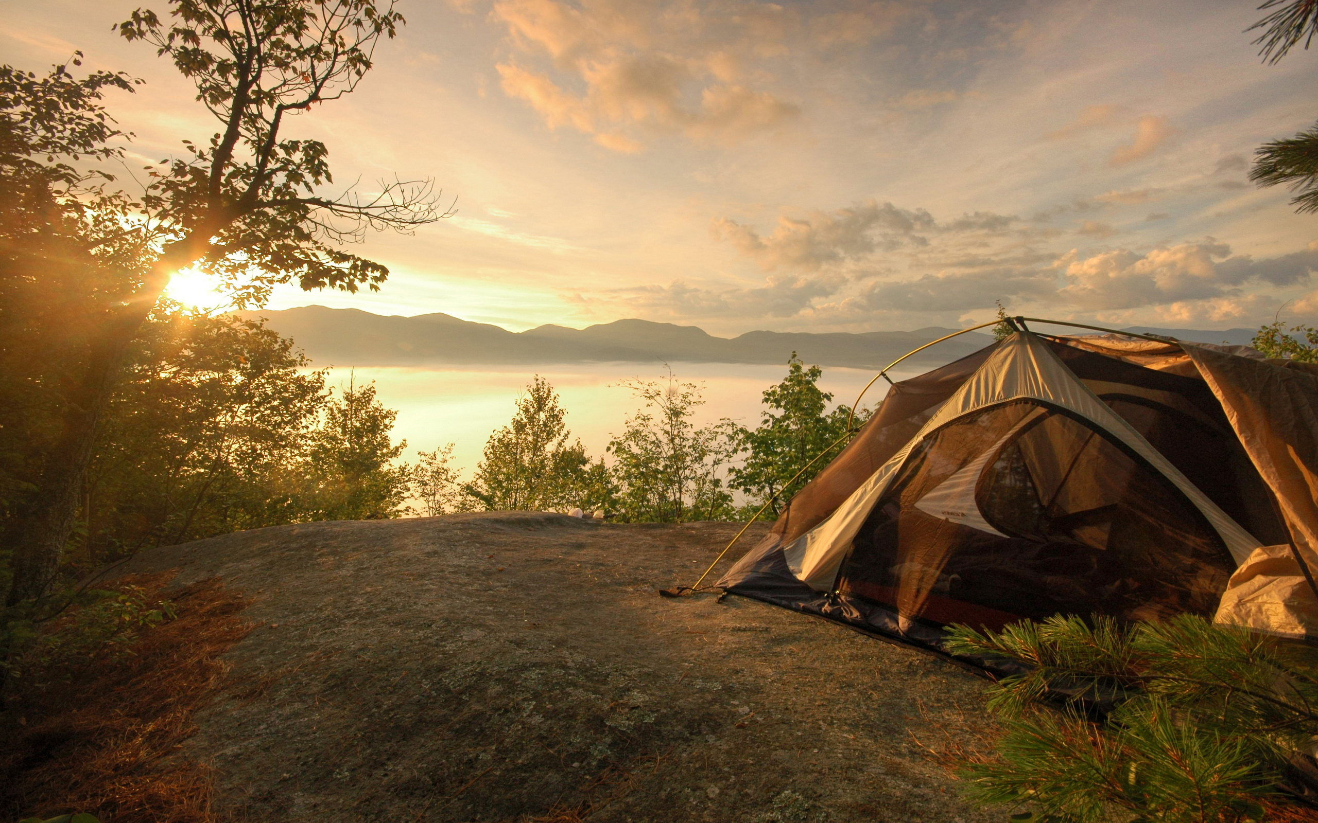 Camping Near The Lake Background Wallpaperjpg