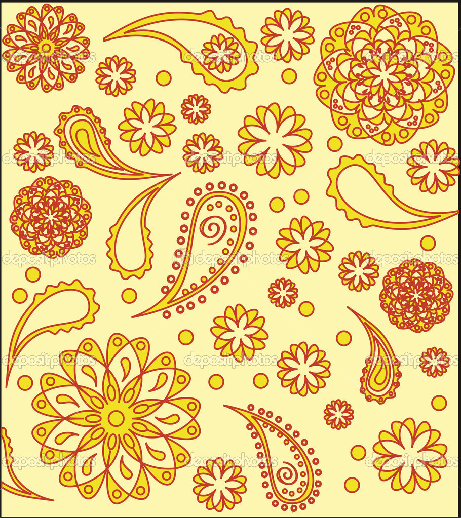 Yellow Paisley Wallpaper Colorful Background