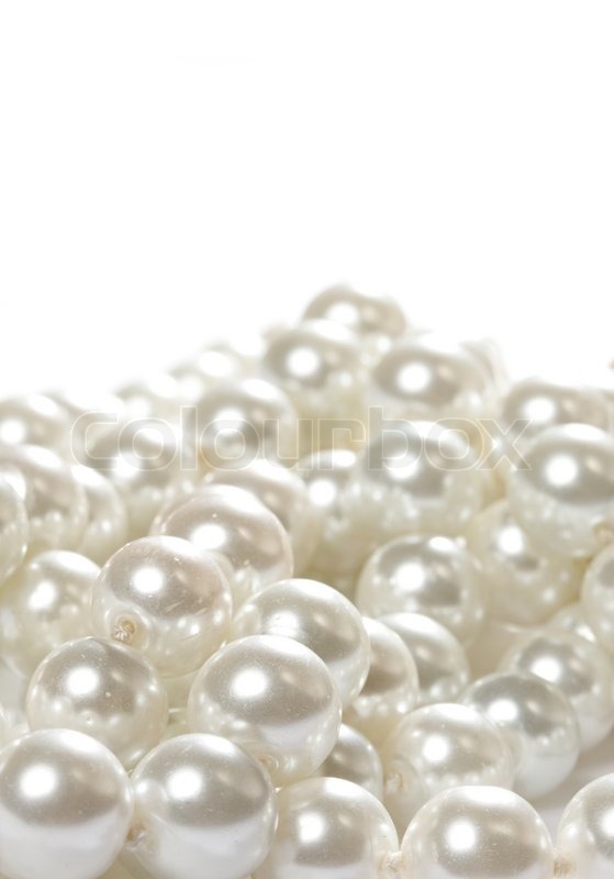 Pearls And Diamonds Background Pile Of Pearl On The White